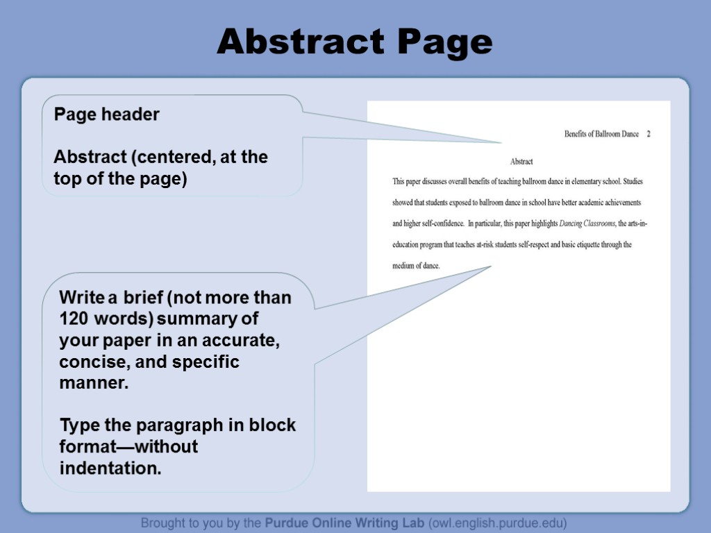 Abstract Page Write a brief (not more than 120 words) summary of your paper